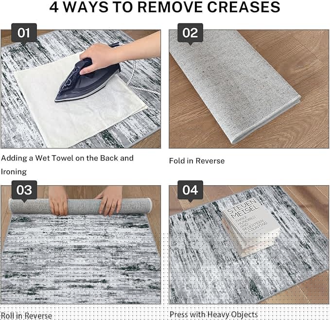 Lansny Modern Abstract 8x10 Large Machine Washable Living Room Rug Non-Slip Soft Bedroom Area Rug Black Gray White Ultra Thin Print Faux Wool Carpet Throw Rugs for Nursery Playroom Dining Room Indoor