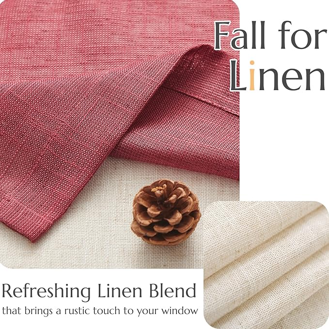 jinchan Linen Valance for Farmhouse Living Room Windows 16 Inch Slubbed Crossed Double Layer Window Valance Light Filtering Rustic Country Overlay Rod Pocket 1 Panel Burgundy
