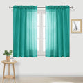 DWCN Teal Sheer Curtains Semi Transparent Voile Rod Pocket Curtains for Bedroom and Living Room, 52 x 45 inches Long, Set of 2 Panels