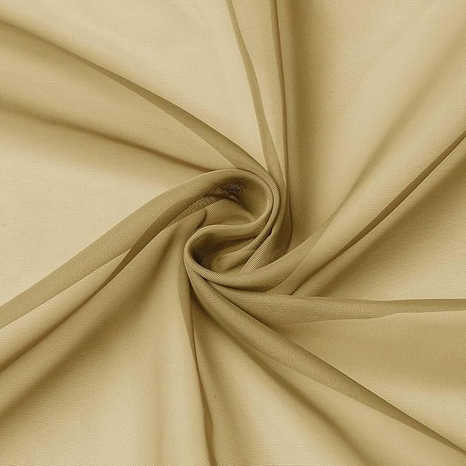 Extra Long Gold Sheer Curtains for Bedroom Living Room 108 Inches Long 2 Panels Set, Solid Soft Light Filtering Rod Pocket Sheer Window Curtains, Gold, Each 59" Wx108 L Inch