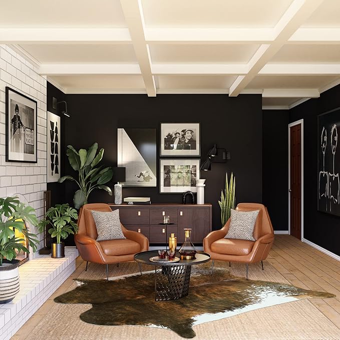AROGAN Faux Cow Print Rug Large (4ft x 3ft) - Cow Print Area Rug with No-Slip Backing, Large Animal Skin Rugs for Living Room, Offfice, Room Decor, Saddle Brown