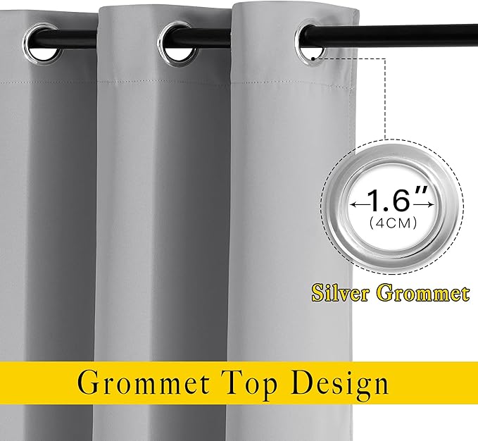 NICETOWN Silver Grey Curtains 84 inch Length 2 Panels, Grommet Thermal Insulated Window Treatments Light & Sound Reducing Drapes for Living Room/Bedroom, W46 x L84