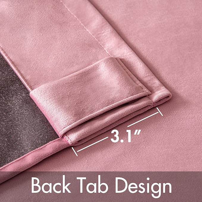 MIULEE Velvet Curtains 84 inches 2 Panels - Luxury Blackout Curtains for Girls Bedroom Nursery Living Room Thermal Insulated Super Soft Window Drapes Rod Pocket & Back Tab, Blush Pink, W52 x L84 inch