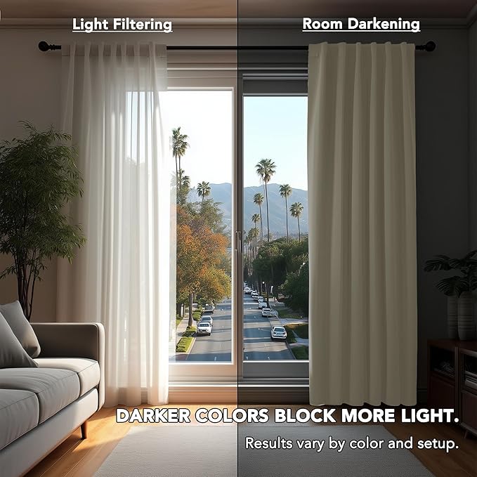 Deconovo Blackout Curtains, Thermal Insulated, W70 x L108 2 Panels, Back Tab, Machine Washable, Room-Darkening Drapes for Bedroom/Living Room Light Beige