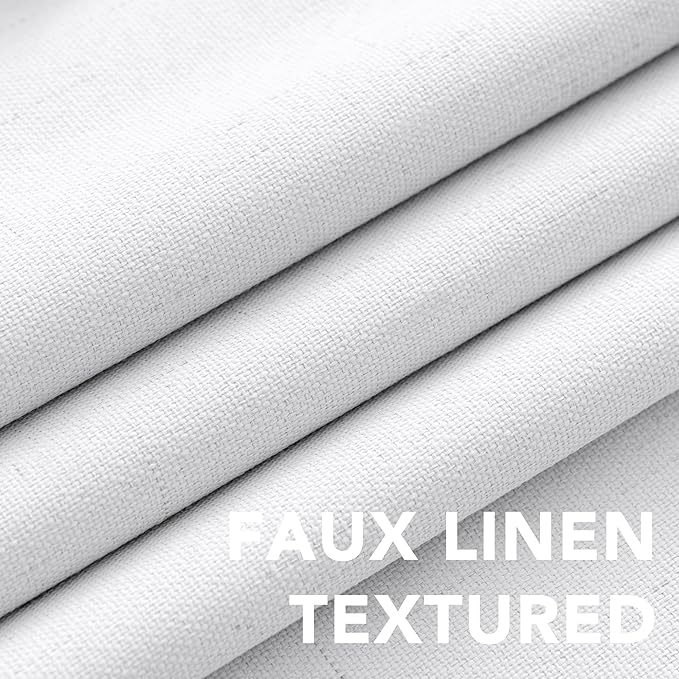 H.VERSAILTEX 100% Blackout Curtains for Bedroom Thermal Insulated Linen Textured Curtains Heat and Full Light Blocking Drapes Living Room Curtains 2 Panel Sets, 42x63 - Inch, Pure White