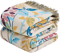 MSGKV Boho Throw Blanket for Bed Cotton 60"x80" Floral Blanket Twin Size Couch All Seasons Muslin Spring Breathable Lightweight Farmhouse Blankets