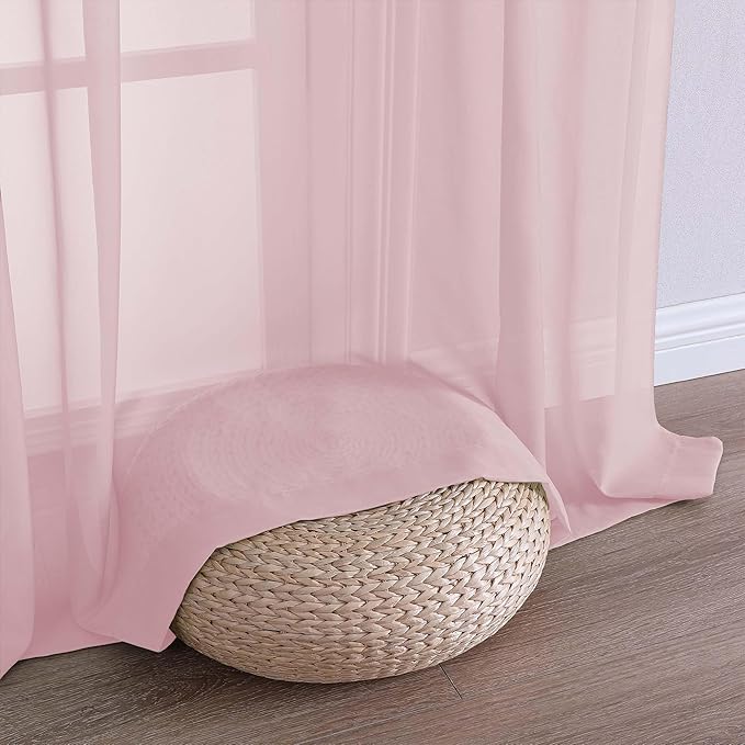 OWENIE Blush Sheer Curtains 120 Inches Long 2 Panels Set, Airy Lightweight Sheer Blush Curtains for Living Room Bedroom, Farmhouse Voile Filmy Rod Pocket Curtains Drapes, 2 Pcs, Each 59" Wx120 L Inch