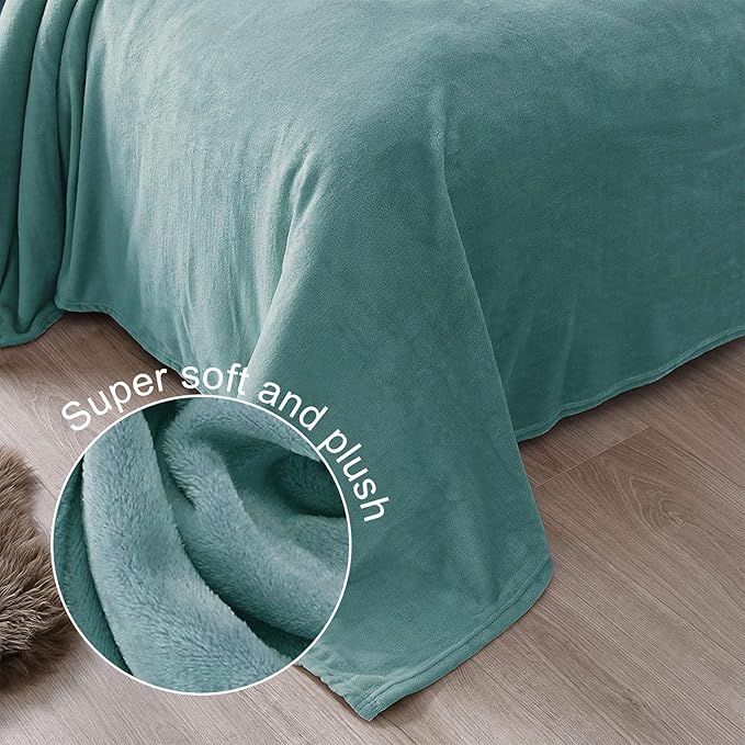 Exclusivo Mezcla Fleece Blanket Twin Size for Bed, Super Soft and Warm, All Season, Cozy, Plush, Lightweight, 90x66 Inches, Celadon