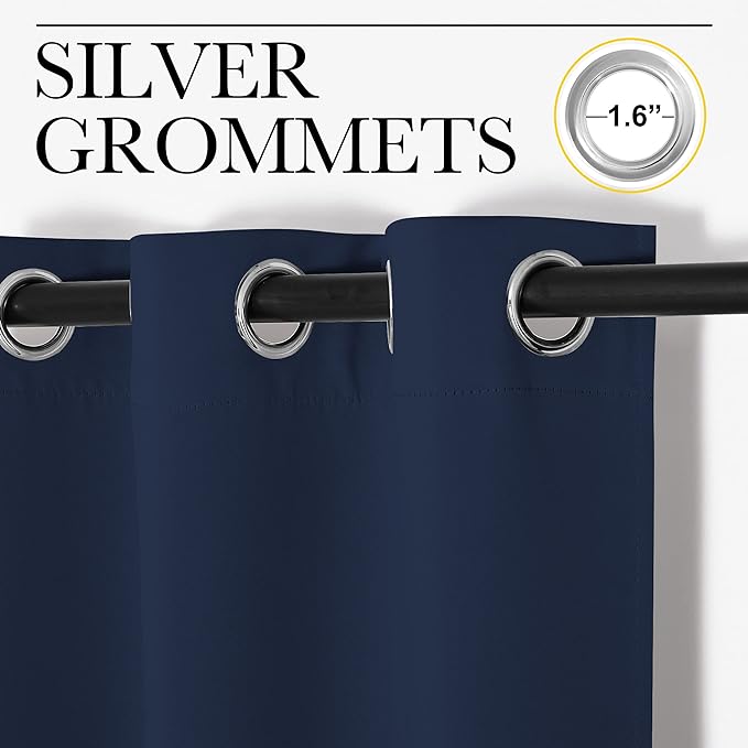 NICETOWN Blackout Draperies Curtains, Navy, 1 Pair, 29 x 40 Inch, All Season Thermal Insulated Solid Grommet Top Blackout Curtains/Drapes for Kid's Room
