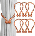 KLOGTSIND Magnetic Curtain Tiebacks, Curtain Tie Backs for Curtains 6 Pack, Wood Bead Curtain Tiebacks, Curtain Holders for Boho Bedroom Decor, Baby Nursery Decor, Farmhouse Decor