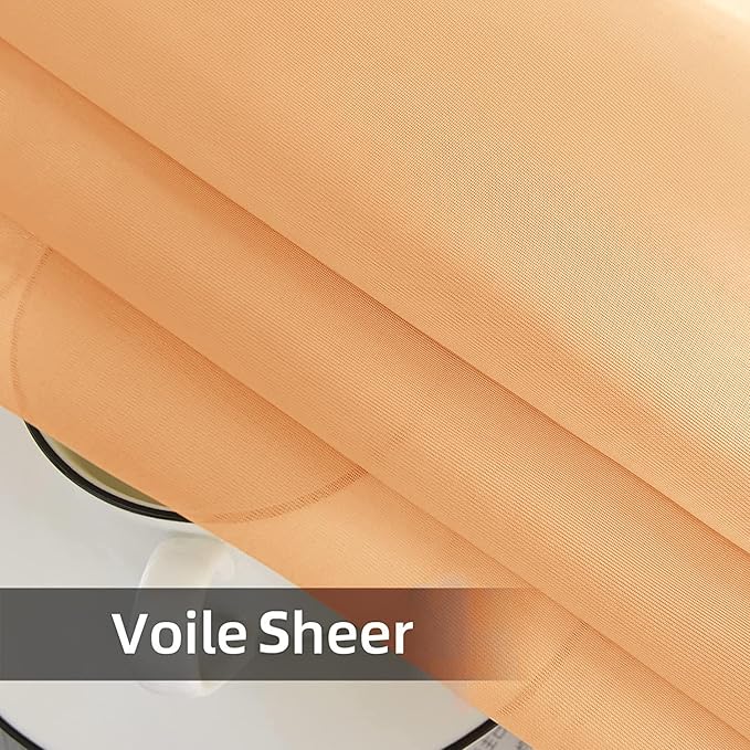 youleyar Solid Sheer Rod Pocket Curtain Voile Draperies 2 Panels White Beige Black Grey Coffee 60 Inch Width 63 Inch Long 1 Pair for Kitchen Bedroom Children Living Room Yard(Beige,60Wｘ63L)