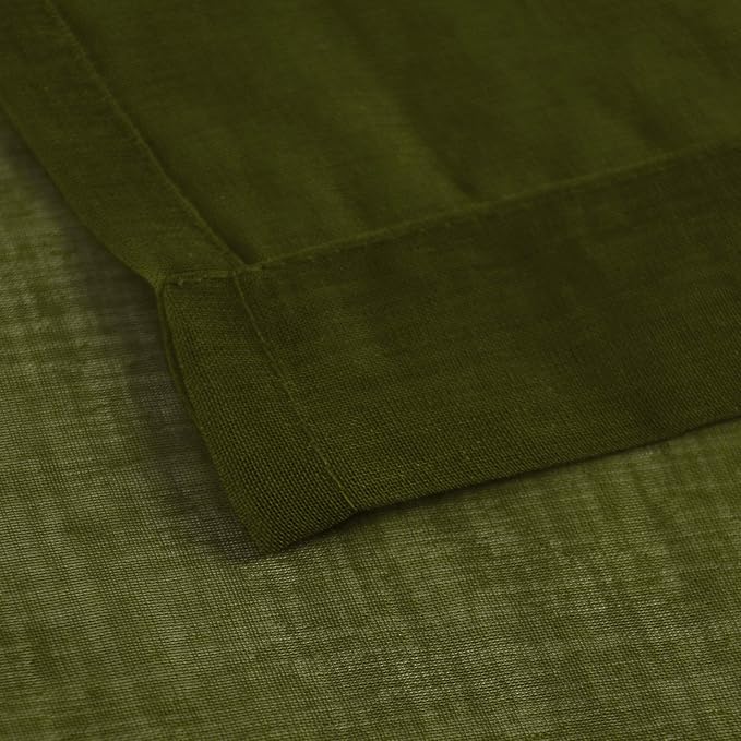 DWCN Olive Green Sheer Curtains Semi Transparent Voile Rod Pocket Curtains for Bedroom and Living Room, 60 x 63 inches Long, Set of 2 Panels