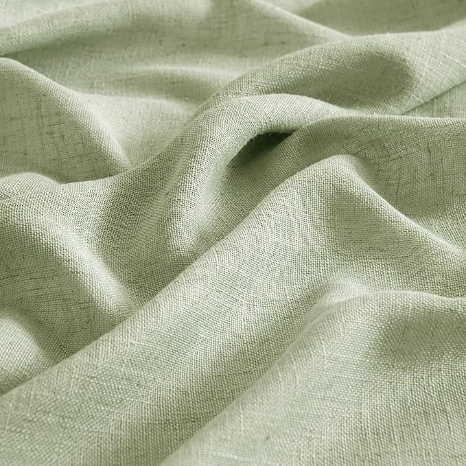 MIULEE Sage Green Linen Curtains 96 Inch Long for Bedroom Living Room, Soft Thick Linen Textured Window Drapes Semi Sheer Light Filtering Back Tab Rod Pocket Burlap Look Farmhouse Decor, 2 Panels