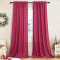 Pitalk Christmas Red Hot Pink Curtains for Bedroom 84 Inch Length 2 Panels Back Tab Pocket Semi Sheer Linen Rainbow Colored Girls Curtain for Kids Room Living Xmas Raspberry Fuchsia Magenta 52x84 Long