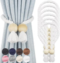 6 Pack Magnetic Curtain Tiebacks Cotton Hand Woven Tie Back Decorative Rope Holdbacks for Curtains Draperies No Tools Required, White