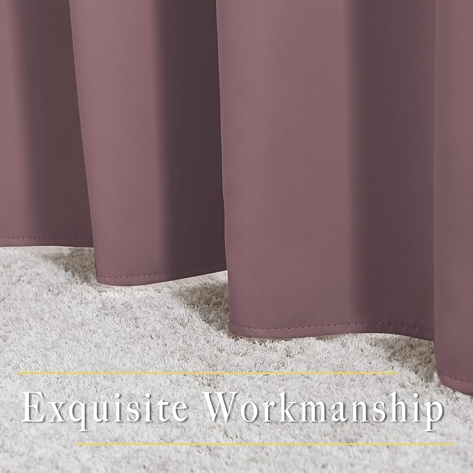 NICETOWN Living Room Curtains 95 inches Long - Sound Reducing Grommet Thermal Insulated Cold Blocking Romantic Blackout Window Treatments for Bedroom/Princess Room, Dry Rose, 2 Panels, W52 x L95
