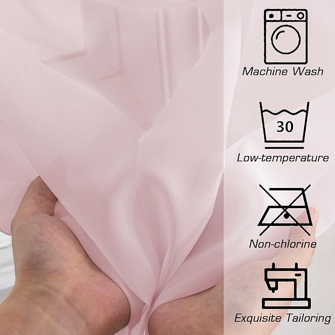 OWEINE Sheer Curtains 78 Inches Long 2 Panels Set, Rod Pocket Fimly Voile Solid Blush Window Curtain Panels for Living Room Bedroom, Soft Voile Sheer Curtains & Drapes, Total 78 Inches Width
