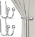 Hion Curtain Holdbacks Silver 4pcs, Curtain Tiebacks Wall Mounted Curtain Hooks Holders for Drapes