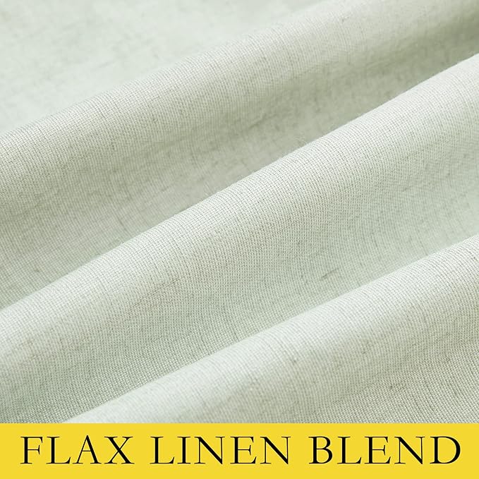 NICETOWN Sage Green Kitchen Linen Completely Shaded Draperies, 2 Pieces, W52 x L63, Privacy Protection & Noise Reducing Ring Top Drapes, White Lined Insulated Window Treatment Curtain Panels