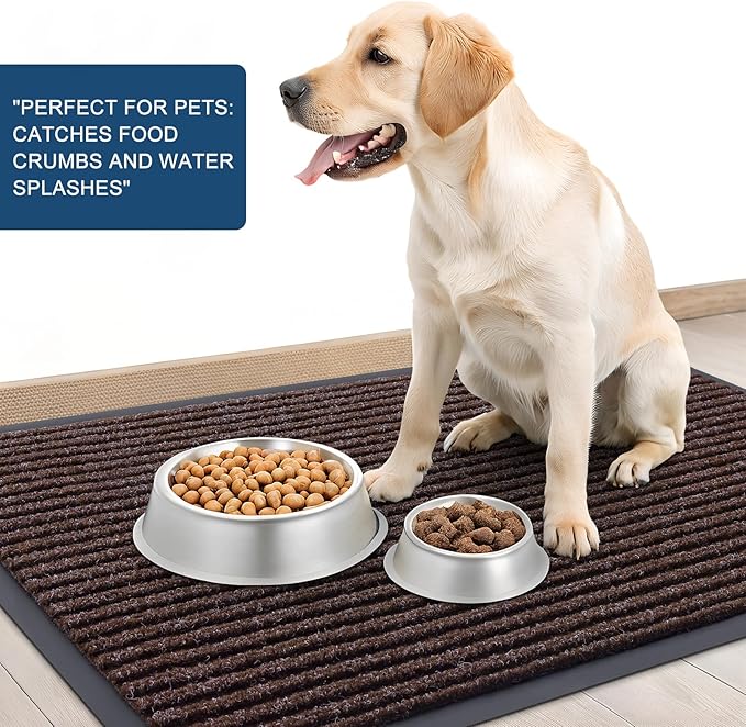 OLANLY Front Door Mat Indoor Outdoor Entrance, 2-Pack 47 x 23 Inch, Waterproof Heavy Duty Doormat, Fade Resistant, Low Profile, Easy Clean Patio Porch Welcome Floor Mats for Entry, Tan