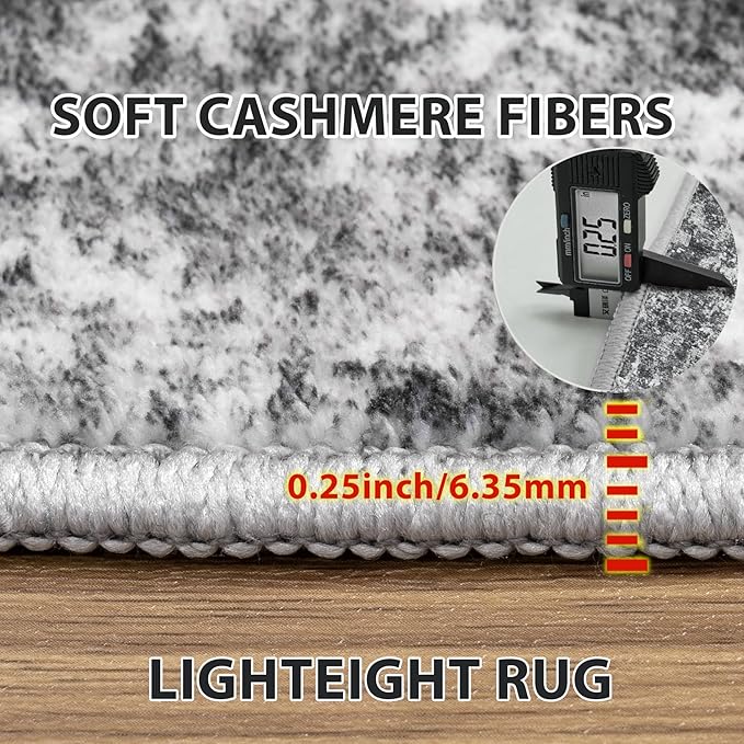 10x14 Area Rugs for Living Room Rug Washable: Abstract Large Rug Indoor Modern Carpet Non Slip for Dining Room Bedroom Nursery Home Office Black Grey