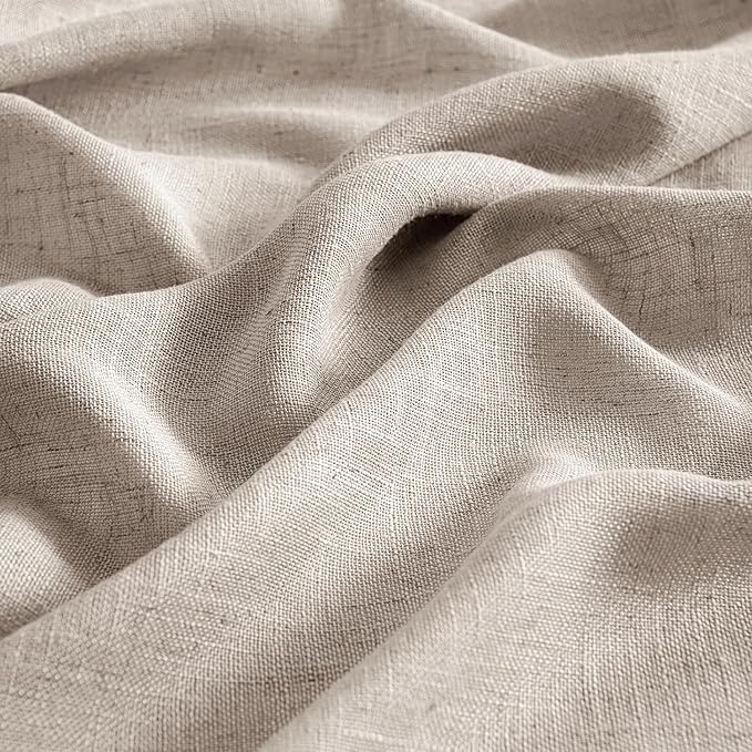 MIULEE Natural Linen Curtains 84 Inch Length 2 Panels for Bedroom Living Room, Soft Linen Textured Window Drapes Semi Sheer Light Filtering Back Tab Rod Pocket Farmhouse Modern Burlap Look Decor