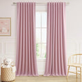 Guken 100% Blackout Curtains 108 Inch Length 2 Panels Set for Living Room Bedroom Back Tab Thermal Insulated Black Out Linen Drapes Room Darkening Rose,52x108