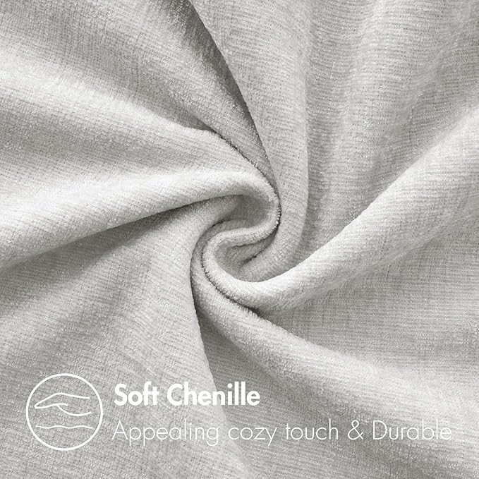 MIULEE Pack of 2 Light Gray Throw Pillow Covers 18x18 Inch Soft Chenille Pillow Covers for Sofa Living Room Couch Solid Dyed Cases