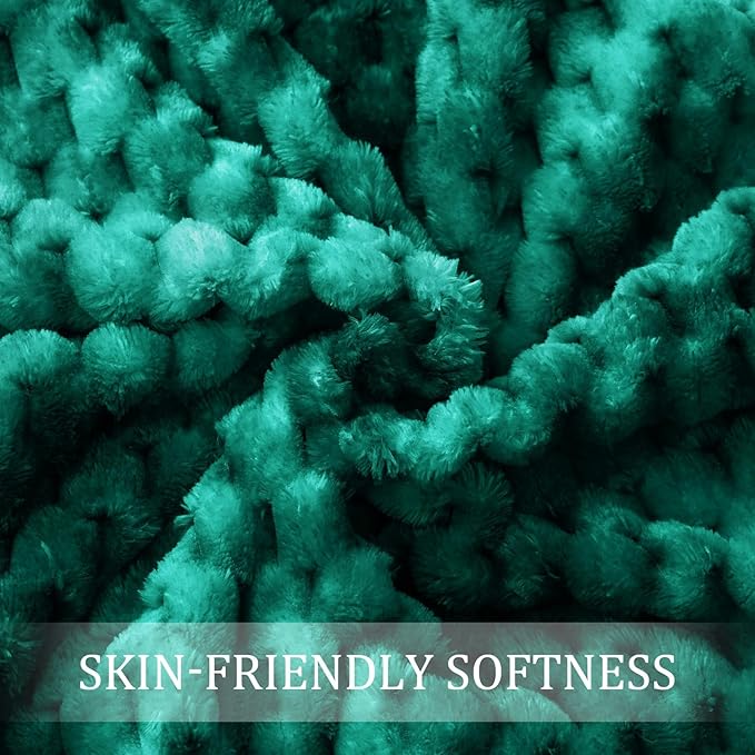 Exclusivo Mezcla Fleece Twin Blanket for Bed, Extra Large Fuzzy Tie-dye Teal Bed Blankets, Soft Cozy Plush Sofa Throws for All Seasons, 90x66 Inches