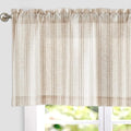 JINCHAN Striped Valance Window Treatment Linen Valance for Windows Small Window Farmhouse Curtain Light Filtering Flax 16 Inch Length Rod Pocket 1 Panel Tan on Linen