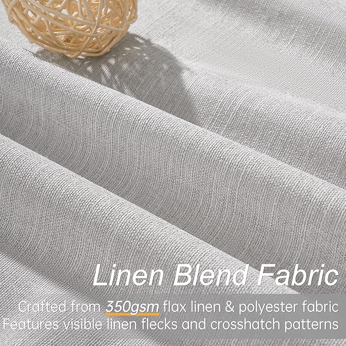 Topfinel 100% Blackout Curtains 90 Inches Long for Living Room 2 Panels Set Thick Linen Texture Energy Saving Curtain Window Coverings Hook Belt Pleated Drapes Aesthetic Bedroom(W40 xL90,Grey Beige)