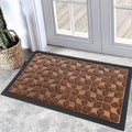 Bulijojo Sturdy Front Entrance Doormats,Durable Heavy Duty Welcome Mat,Thick Absorbent Natural Rubber Non Slip Mat,Easy Clean Entryway Mat 17"x30" Geometric Brown