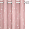 Deconovo Pink Curtains, Blackout Drapes, Thermal Insulated Soundproof Curtain, Silver Wave Dots Print, 52 x 72 Inch Long, Machine Washable Window Panels for Girls Bedroom Living Room Nursery, Set of 2