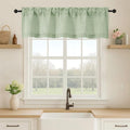 OVZME Valance for Windows, Light Filtering Faux Linen Textured Small Short Valance Kitchen Curtain, Dual Rod Pocket Top Short Window Curtain for Bathroom Basement Farmhouse, 52Wx14L Inch, Sage Green