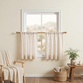 MYSKY HOME Linen Curtains 30 Inch Length for Kitchen Window, Semi Sheer Light Filtering Cafe Curtain Tiers Rod Pocket Short Country Decor Drapes for Basement/Small Window, Linen, 2 Panels, 34 x 30 in