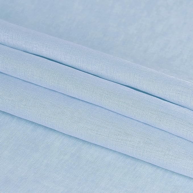DWCN Sky Blue Sheer Curtains Semi Transparent Voile Rod Pocket Curtains for Bedroom and Living Room, 42 x 84 inches Long, Set of 2 Panels
