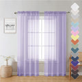 Lecloud 72 Inch Light Purple Sheer Curtains & Panels Set of 2, Airy & Breathable Solid Voile Lavender Curtain for Girls Bedroom, Gauzy Window French Door Living Room Drapes with Rod Pockets, 40W x 72L