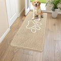 Smiry Dog Door Mat for Muddy Paws, Absorbent Dirt Trapper Non Slip Quick Dry Washable Chenille Mat for Mud Dogs, Entry Rug for Indoor and Outdoor (47x24 Inches, Beige and White)