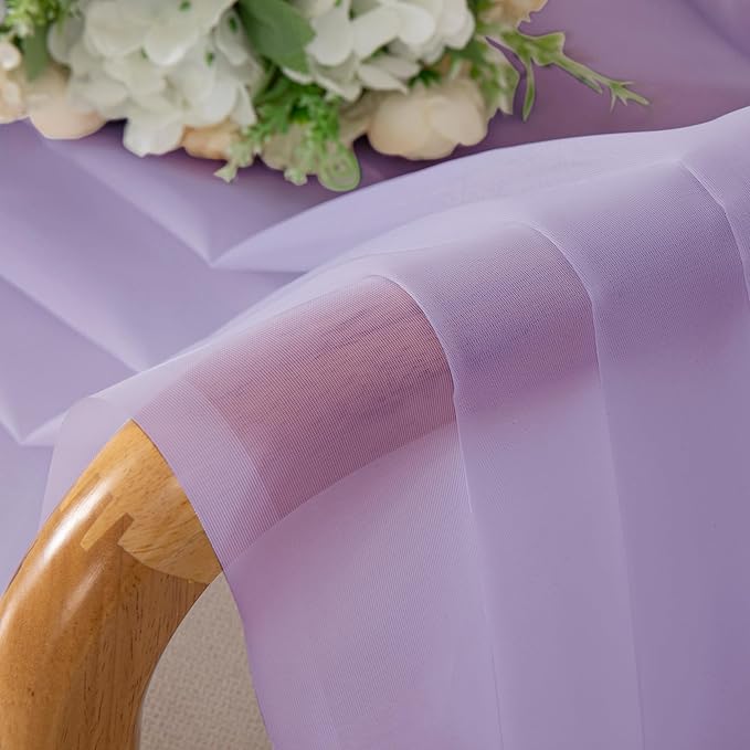 Chyhomenyc Sheer Lilac Valances for Windows 2 Pack, Small Window Curtains for Living Room Bathroom Cafe Laundry Basement, Modern Top Dual Rod Pocket Voile Curtain, 42W x 14L inches, Lilac