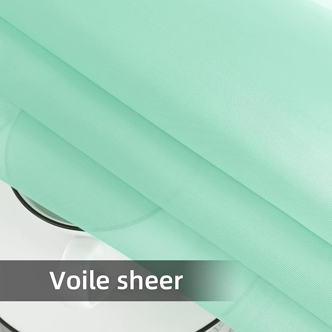 youleyar Solid Sheer Rod Pocket Curtain Voile Draperies 2 Panels White Beige Black Grey Coffee 52 Inch Width 96 Inch Long 1 Pair for Kitchen Bedroom Children Living Room Yard (Light Green,52Wｘ96L)