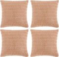 Fancy Homi 4 Packs Peach Decorative Throw Pillow Covers 16x16 Inch for Living Room Couch Bed, Rustic Modern Farmhouse Boho Home Decor, Soft Plush Corduroy Cute Square Accent Cushion Case 40x40 cm