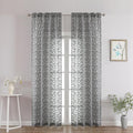 Chyhomenyc Charcoal Grey Sheer Curtains 90 Inch Length 2 Panels Set, Light Filtering Tufted Textured Soft Airy Rod Pocket Gentle Leaf Window Treatment Drapes for Bedroom Living Room, 42" Wx90 L, 2PCS