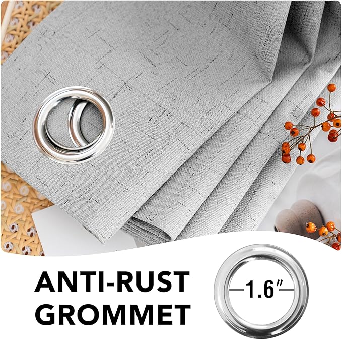 H.VERSAILTEX 100% Blackout Curtains for Bedroom Thermal Insulated Linen Textured Curtains Heat and Full Light Blocking Drapes Living Room Curtains 2 Panel Sets, Glacier Gray, 52x45 Inch