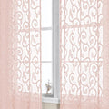 OWENIE Furman Blush Sheer Curtains 63 inch Length for Bedroom Living Room 2 Panels Set, Jacquard Clip Textured Pink Sheer Curtains, Light Filtering Rod Pocket Farmhouse Window Treatments, 40Wx63L inch