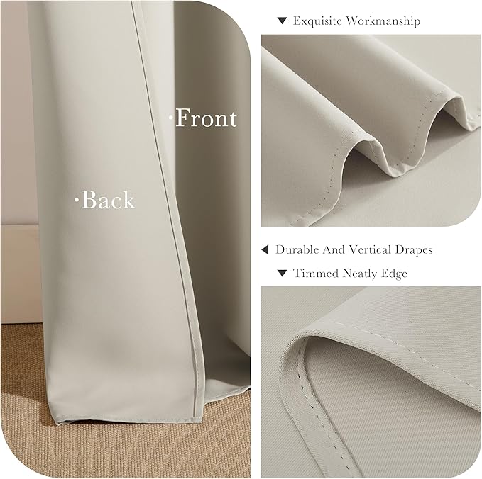 PONY DANCE Blackout Short Cafe Curtains, Privacy Light Block Small Window Curtains for Bedroom Kitchen Basement Dining Classroom, W 29 x L 36 inches, Cream, 2 Panels