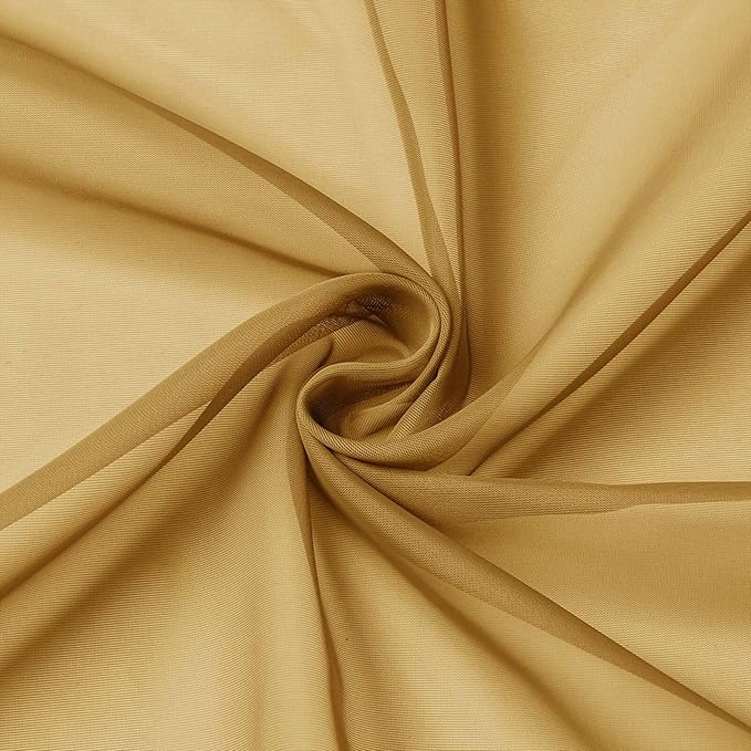 Extra Long Sheer Gold Curtains for Bedroom Living Room 120 Inches Long 2 Panels Set, Solid Soft Light Filtering Rod Pocket Sheer Window Curtains, Gold, Each 42" Wx120 L Inch