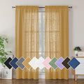 Simplebrand Gold Semi Sheer Curtains 84 Inches Long 2 Panels, Light Filtering Geometric Jacquard Clip Textured Sheer Curtains for Bedroom，Modern Elegant Window Curtains Drapes，42x84 inch