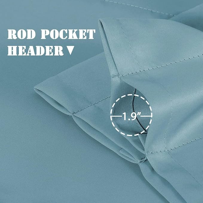 H.VERSAILTEX Blackout Kitchen Curtain Valances,Window Valance Curtains for Living Room/Bedroom/Bathroom Privacy Decorative Rod Pocket Kitchen Valances，2 Panels，52" W x 18" L, Mineral Blue