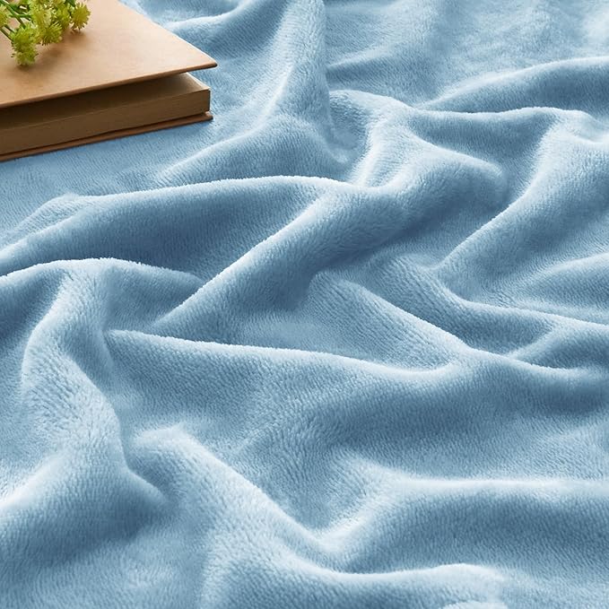 BEDELITE Fleece Blanket Twin Size Washed Blue Throw Blankets for Couch & Bed, 300GSM Luxury Plush Cozy Fuzzy Blanket 60x80 inches, Super Soft Warm Lightweight Throw Blanket for Travel Camping