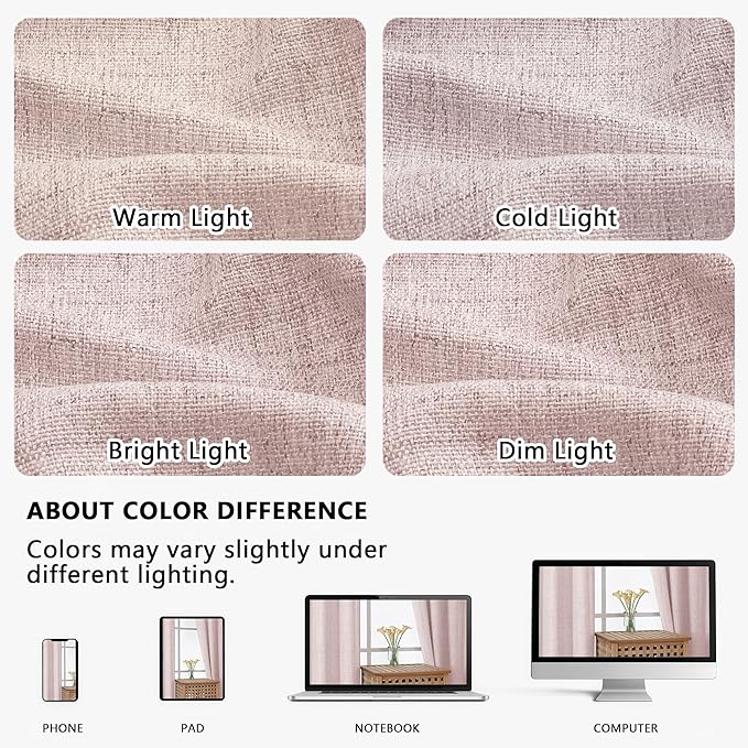 OVZME Blush Pink Valance for Windows, Light Filtering Faux Linen Textured Small Kitchen Valances for Windows, Dual Rod Pocket Farmhouse Short Curtain for Bathroom Basement, 60Wx22L inch, 1 Piece